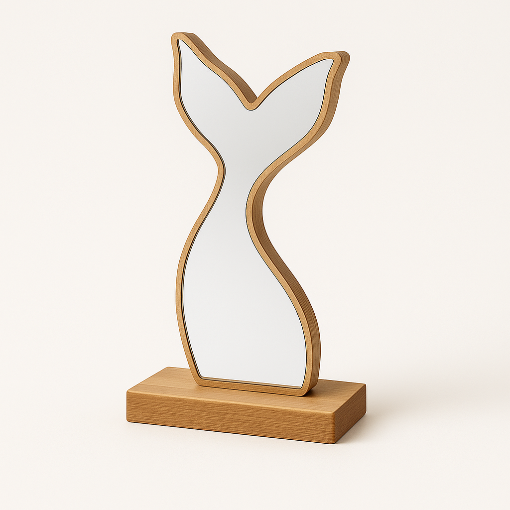 Επιτραπέζια ουρά γοργόνας από ξύλο με καθρέφτη silver mirror – So Cute by Dimi