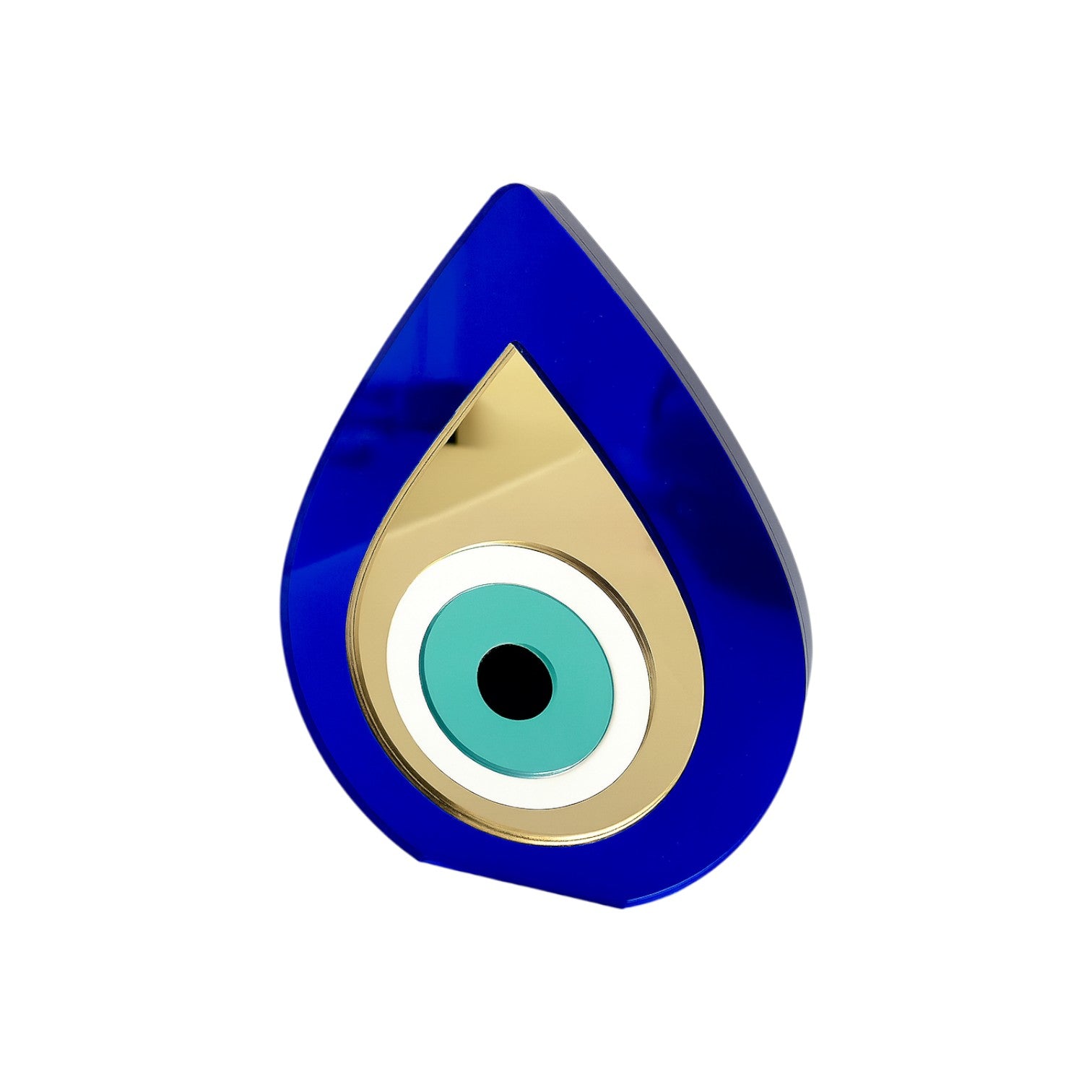 Επιτραπέζιο μάτι σταγόνα Μήλος από plexiglass σε μπλε–χρυσό, χειροποίητο γούρι So Cute by Dimi.