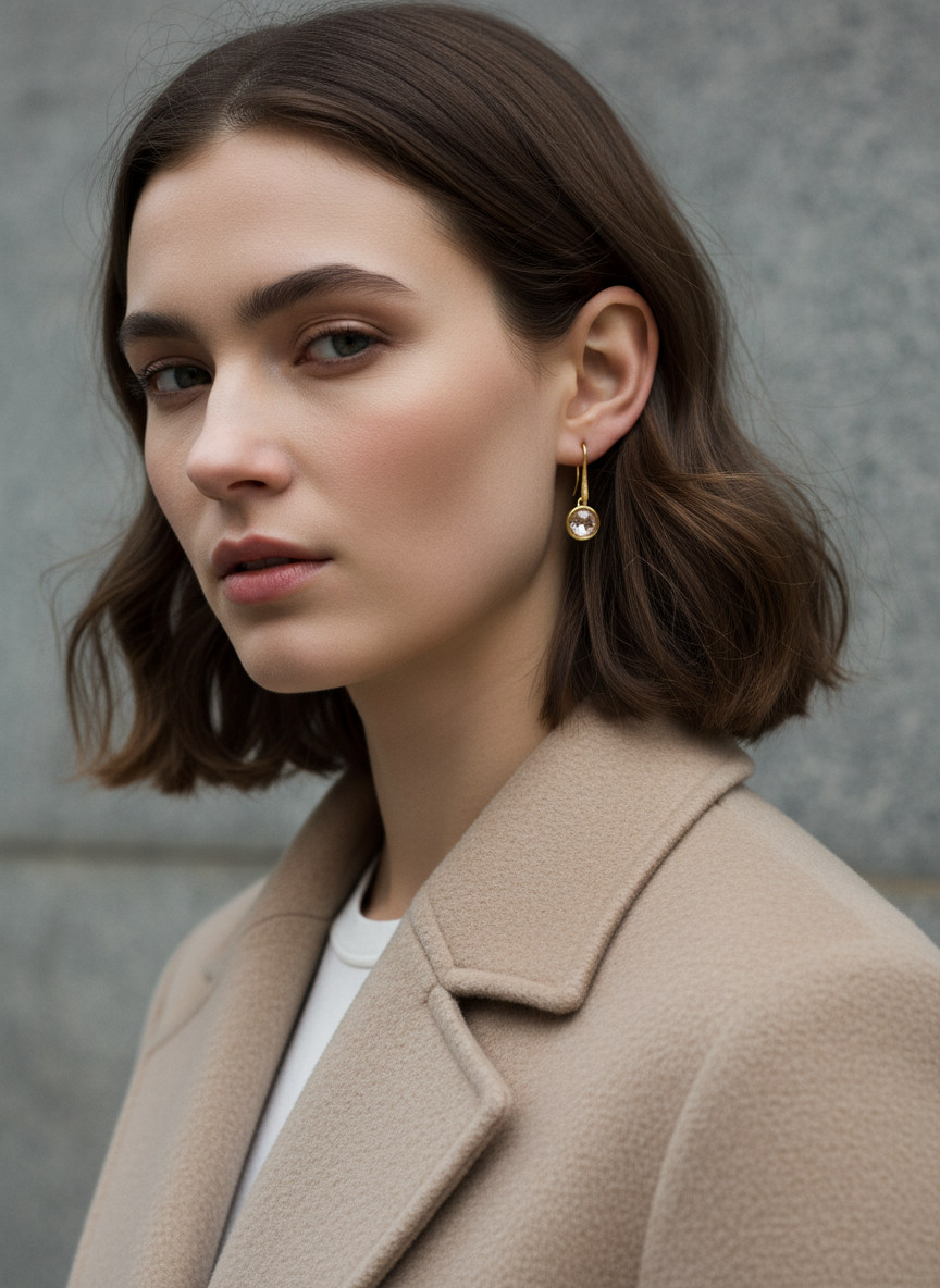 Crystal Dot Earrings – επίχρυσα σκουλαρίκια με κρύσταλλο 3 εκ. – So Cute by Dimi