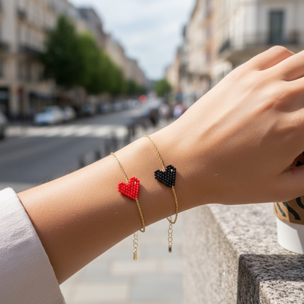 Mini Heart Glow Bracelet – Βραχιόλι με Καρδιά από Χάντρες Miyuki | So Cute by Dimi