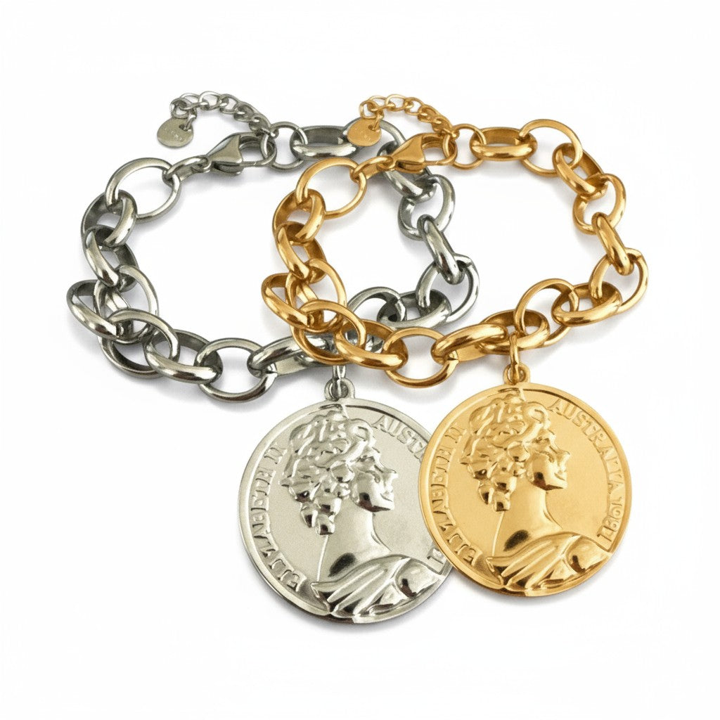Βραχιόλι “Royal Medallion” – Ατσάλινο με μεγάλο νόμισμα | So Cute by Dimi