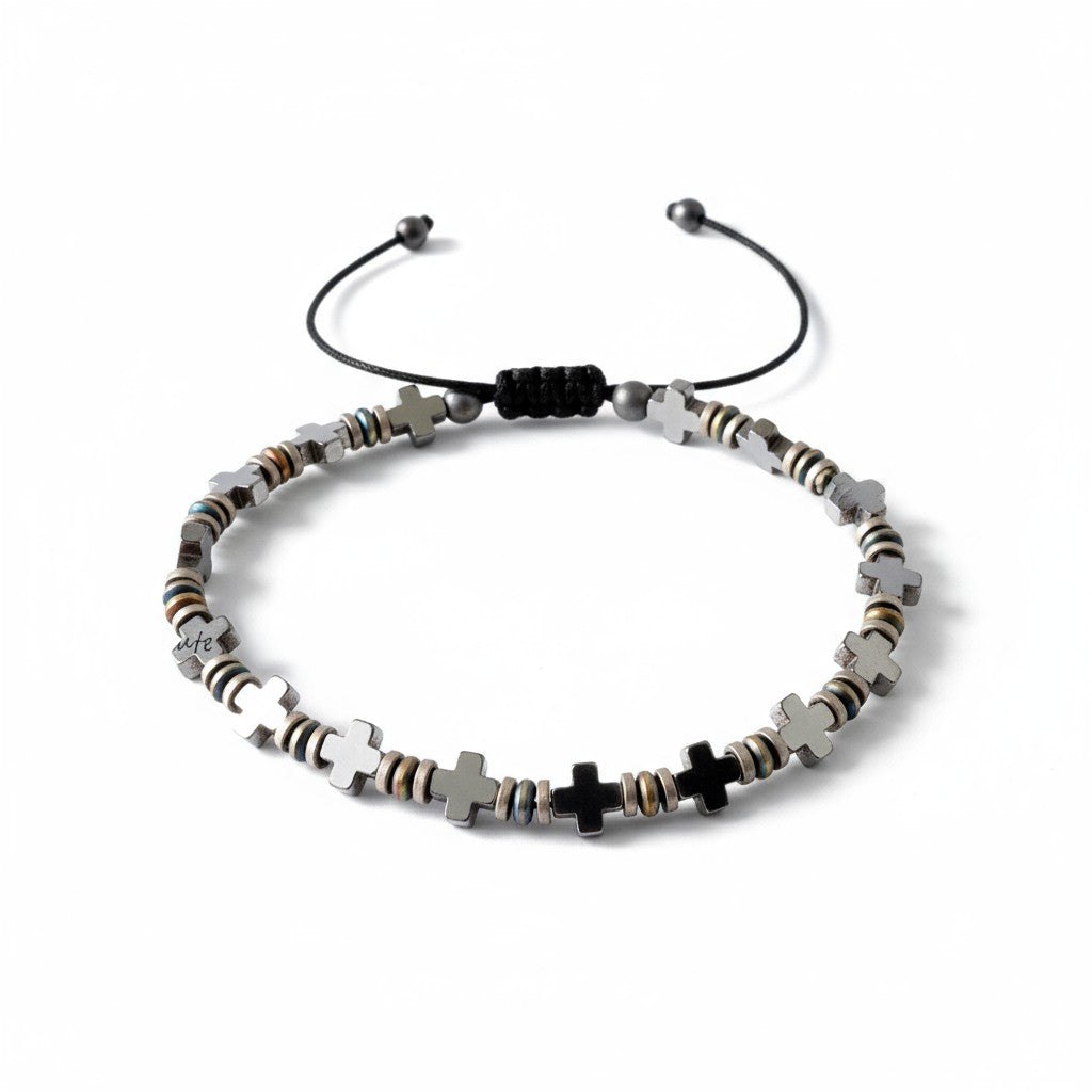Χειροποίητο Ανδρικό Βραχιόλι με Σταυρούς & Αιματίτη | So Cute by Dimi