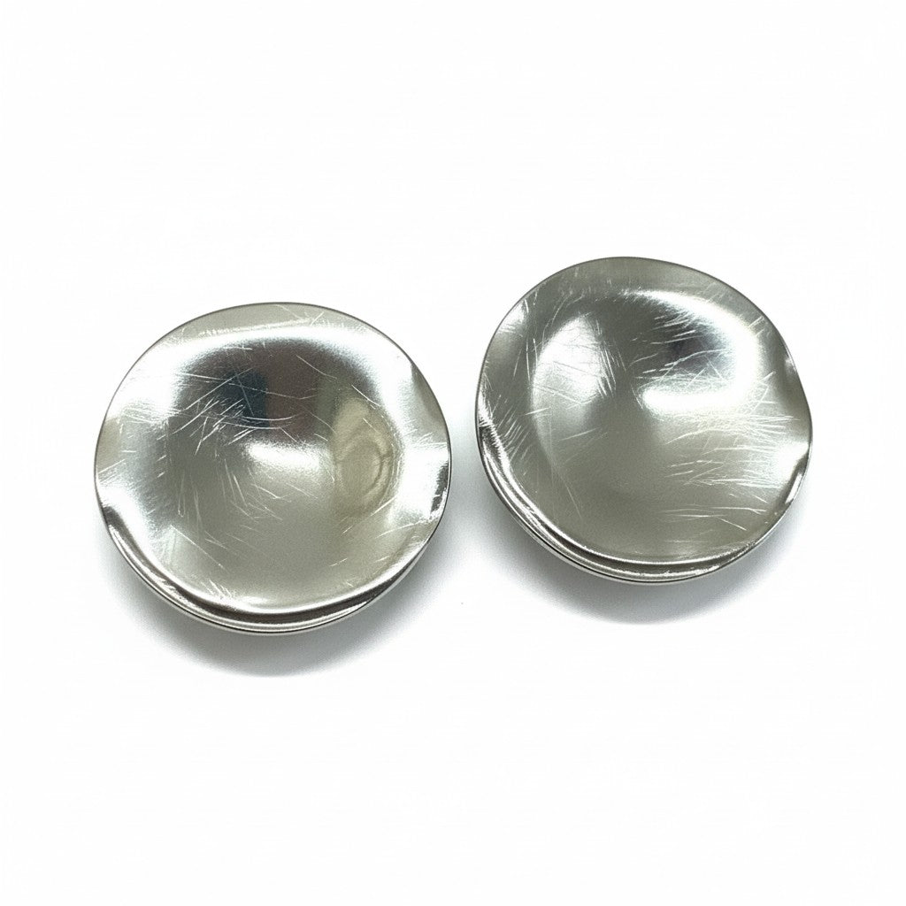 Ατσάλινα καρφωτά σκουλαρίκια 3,5 cm ακανόνιστη υφή ασημί – So Cute by Dimi