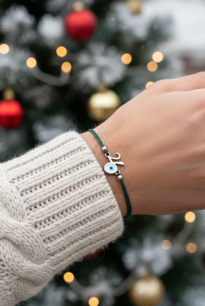 Ανδρικό βραχιόλι-γούρι 2026 με μάτι και κορδόνι σε τέσσερα χρώματα.