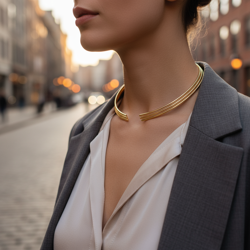 Triple Line Steel Collar – Ατσάλινο Τριπλό Κολάρο σε Χρυσό & Ασημί | So Cute by Dimi