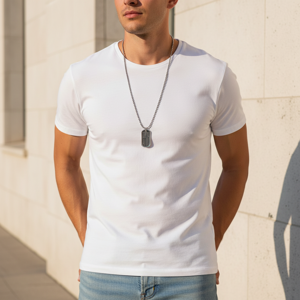 Ανδρικό κολιέ με ατσάλινη αλυσίδα και στρατιωτική ταυτότητα 80cm – So Cute by Dimi