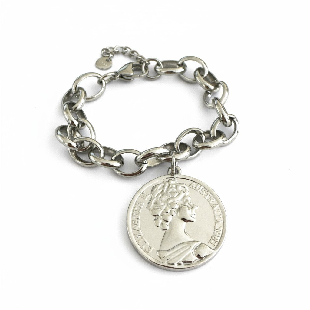 Βραχιόλι “Royal Medallion” – Ατσάλινο με μεγάλο νόμισμα | So Cute by Dimi
