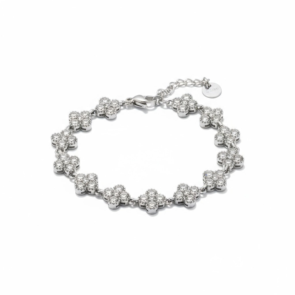 Βραχιόλι Crystal Cross με ζιργκόν (λευκό,) – So Cute by Dimi