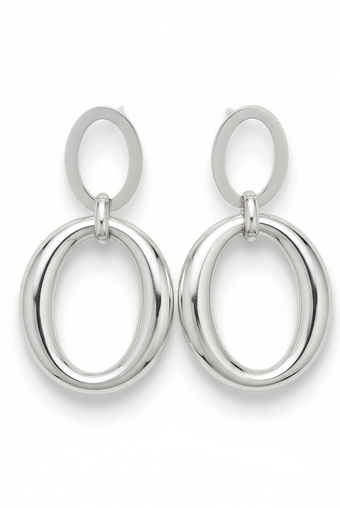 Ατσάλινα διπλά οβάλ statement σκουλαρίκια σε χρυσό και ασημί – Double Oval Glow από την So Cute by DImi