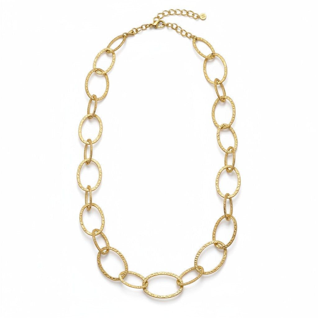 Ατσάλινο κολιέ με σφυρήλατους κρίκους σε χρυσό και ασημί – So Cute by Dimi