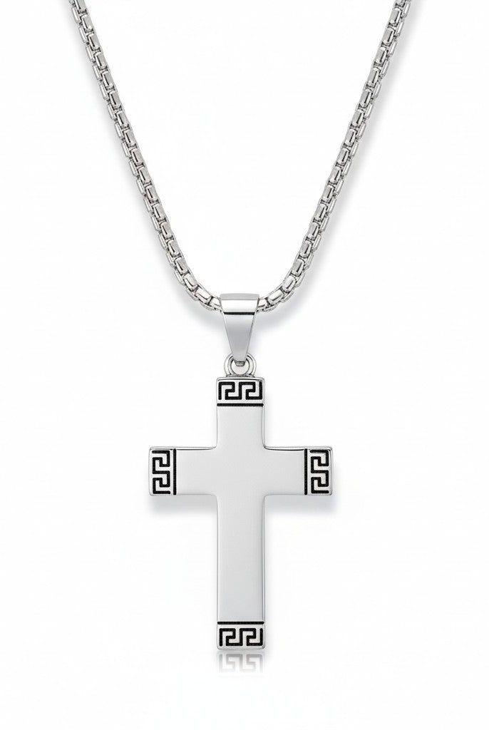 Ανδρικό ατσάλινο κολιέ με σταυρό 55cm – So Cute by Dimi