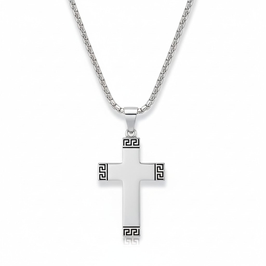 Ανδρικό ατσάλινο κολιέ με σταυρό 55cm – So Cute by Dimi