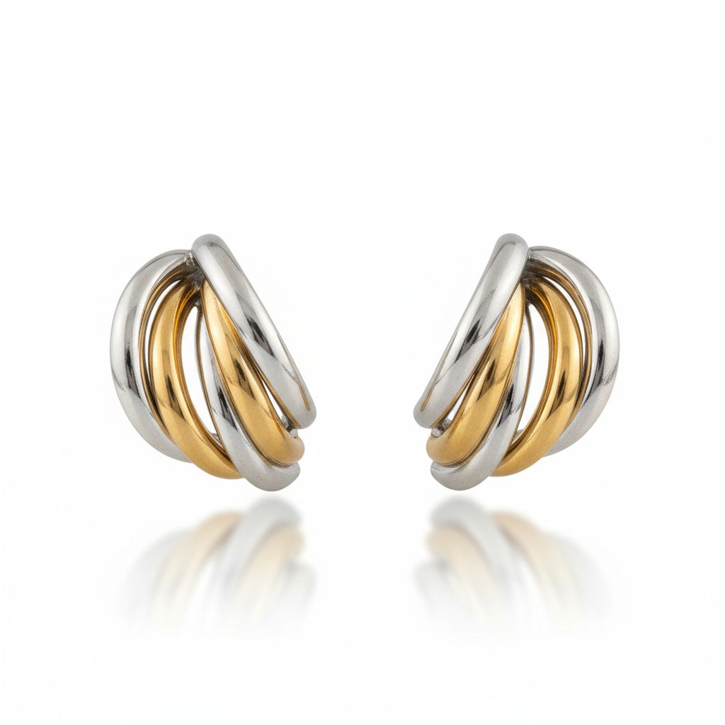 Ατσάλινα σκουλαρίκια Nova Hoops 2,5 εκ. σε δίχρωμο φινίρισμα So Cute by Dimi