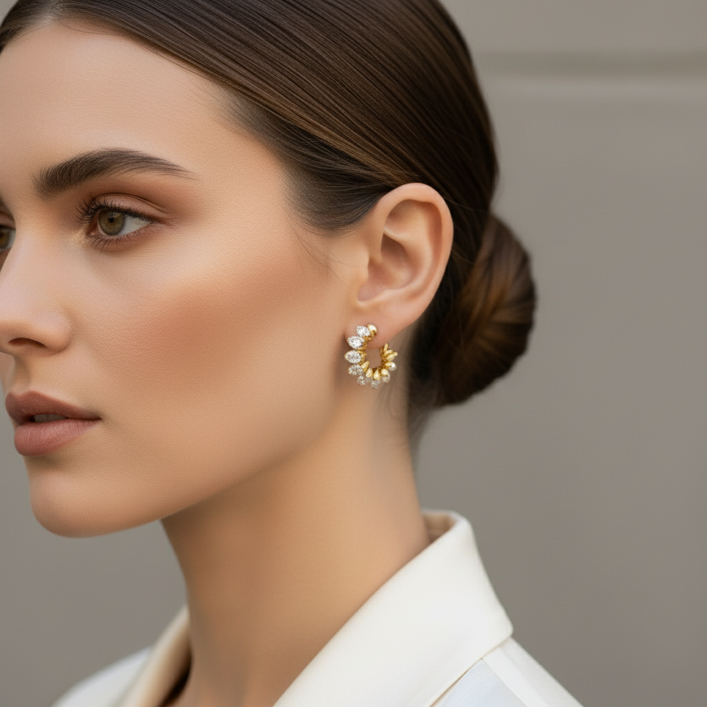 Ατσάλινα hoops Luna Glow με ζιργκόν σε χρυσό και ασημί – So Cute by Dimi