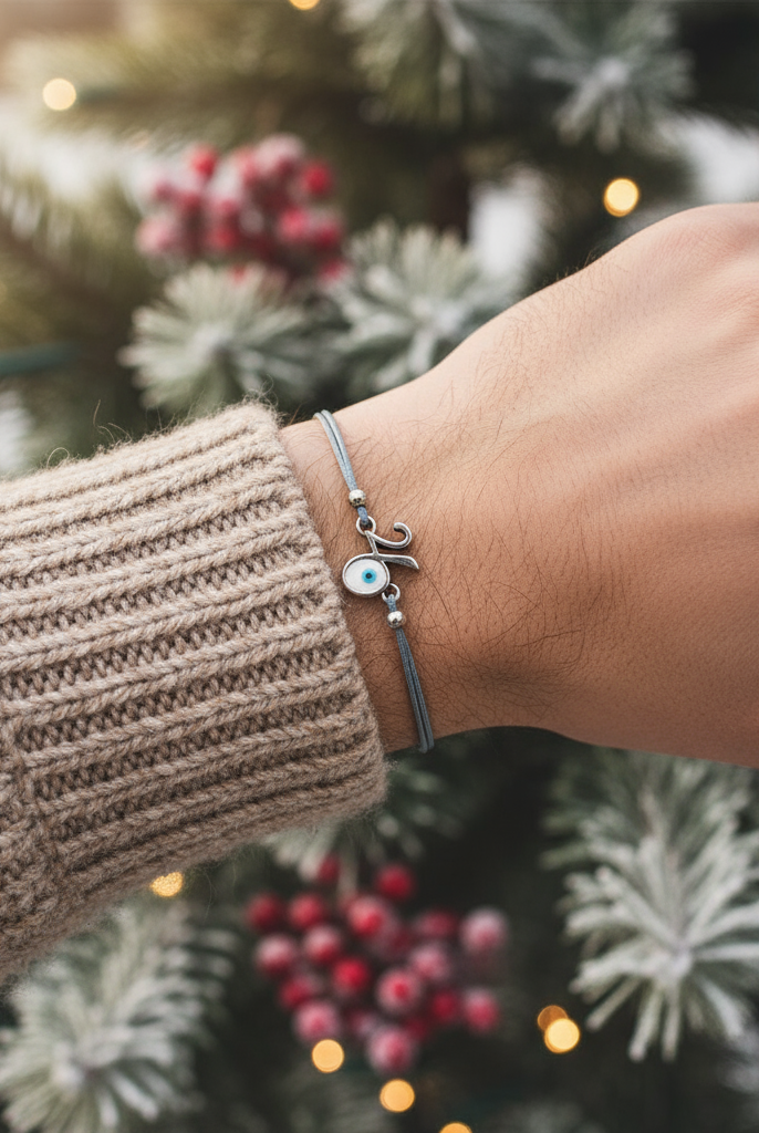 Ανδρικό βραχιόλι-γούρι 2026 με μάτι και κορδόνι σε τέσσερα χρώματα.