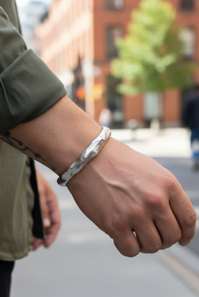 Ανδρικό βραχιόλι από κασσίτερο με σφυρήλατη υφή – So Cute by Dimi