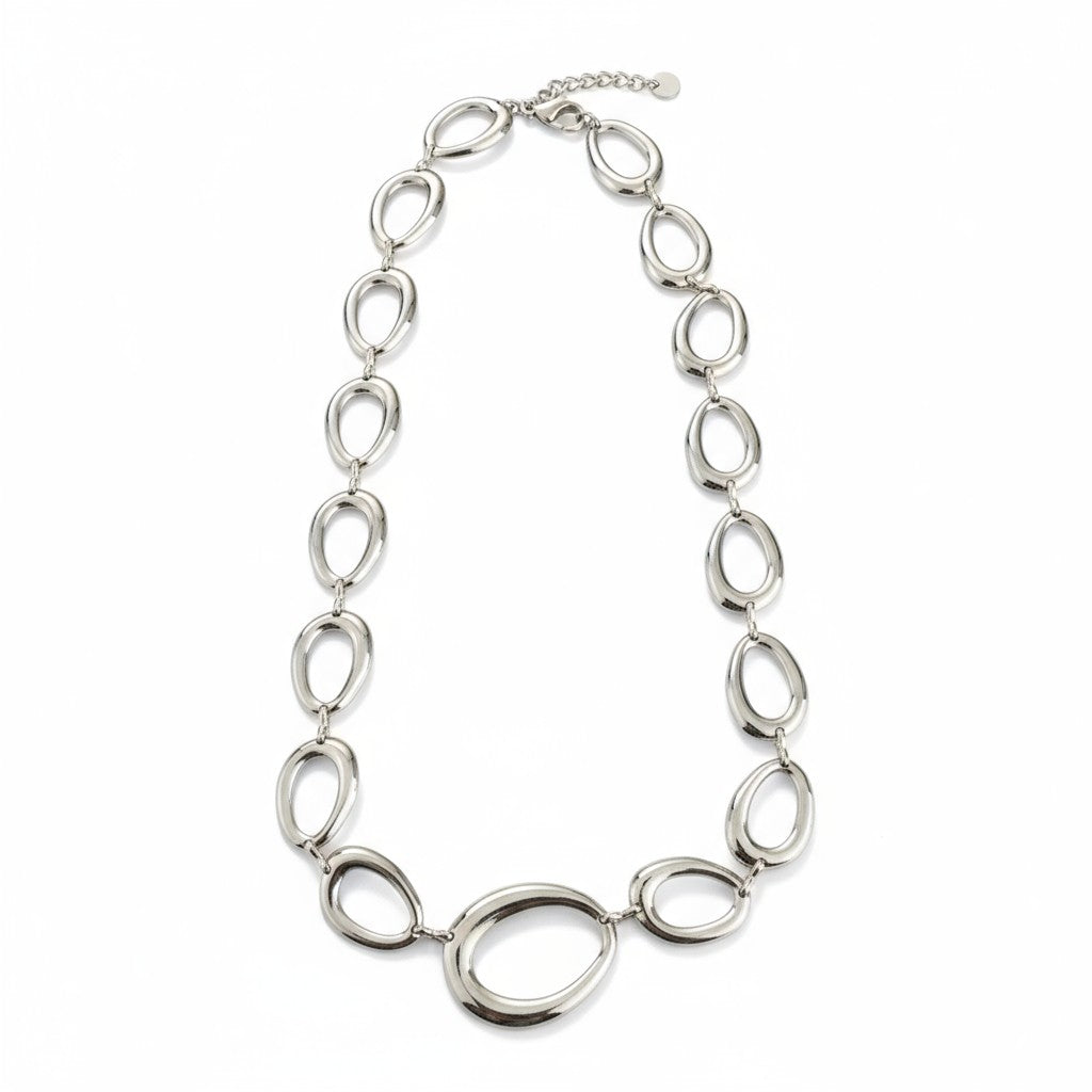 Ατσάλινο κολιέ Oval Link σε ασημί φινίρισμα So Cute by Dimi