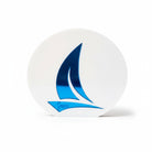 Χειροποίητο επιτραπέζιο γούρι Ιστιοφόρο από πλεξιγκλάς καθρέφτη με λέξη Greece, σε μπλε και λευκό, So Cute by Dimi.