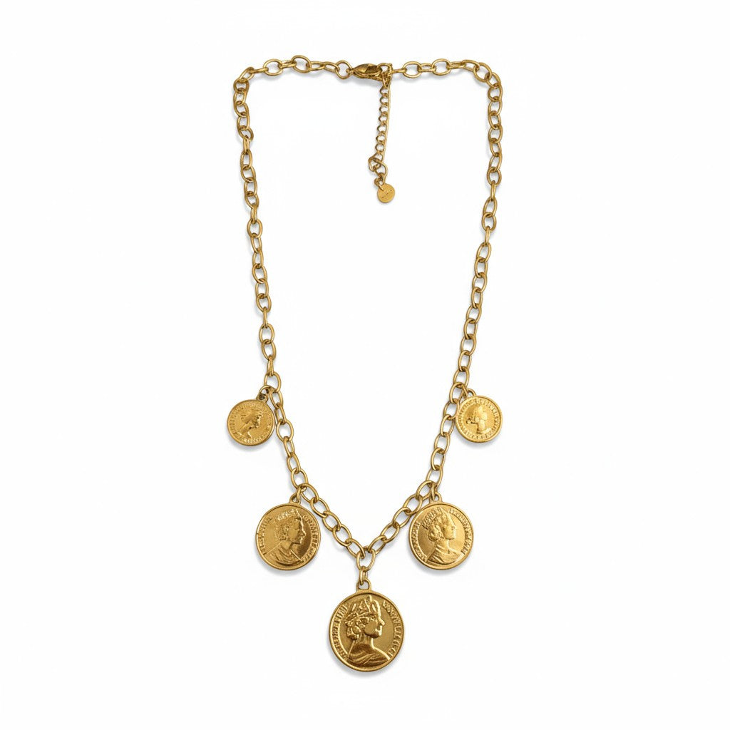 Κολιέ Royal Coins – Ατσάλινο με Νομίσματα - So Cute by Dimi