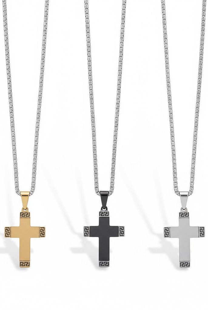 Ανδρικό ατσάλινο κολιέ με σταυρό 55cm – So Cute by Dimi