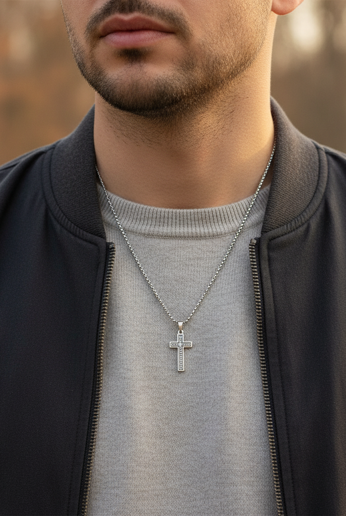 Ανδρικό ατσάλινο κολιέ με σταυρό 55cm – So Cute by Dimi