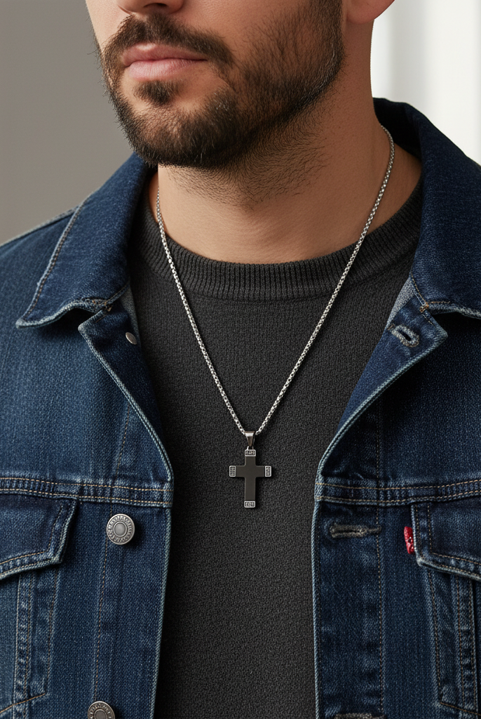 Ανδρικό ατσάλινο κολιέ με σταυρό 55cm – So Cute by Dimi