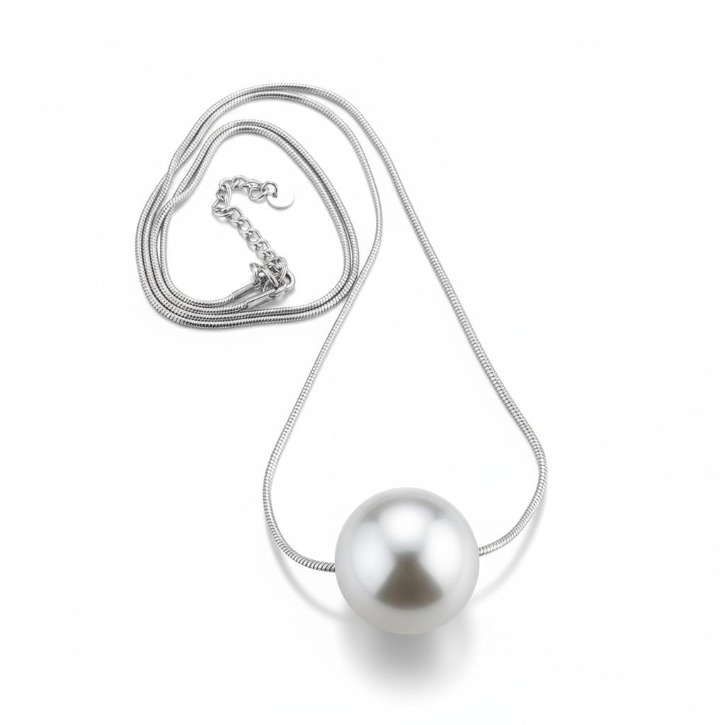 Κολιέ “Sphere Glow” με σφαιρικό μοτίφ από ατσάλι σε ασημί – So Cute by Dimi