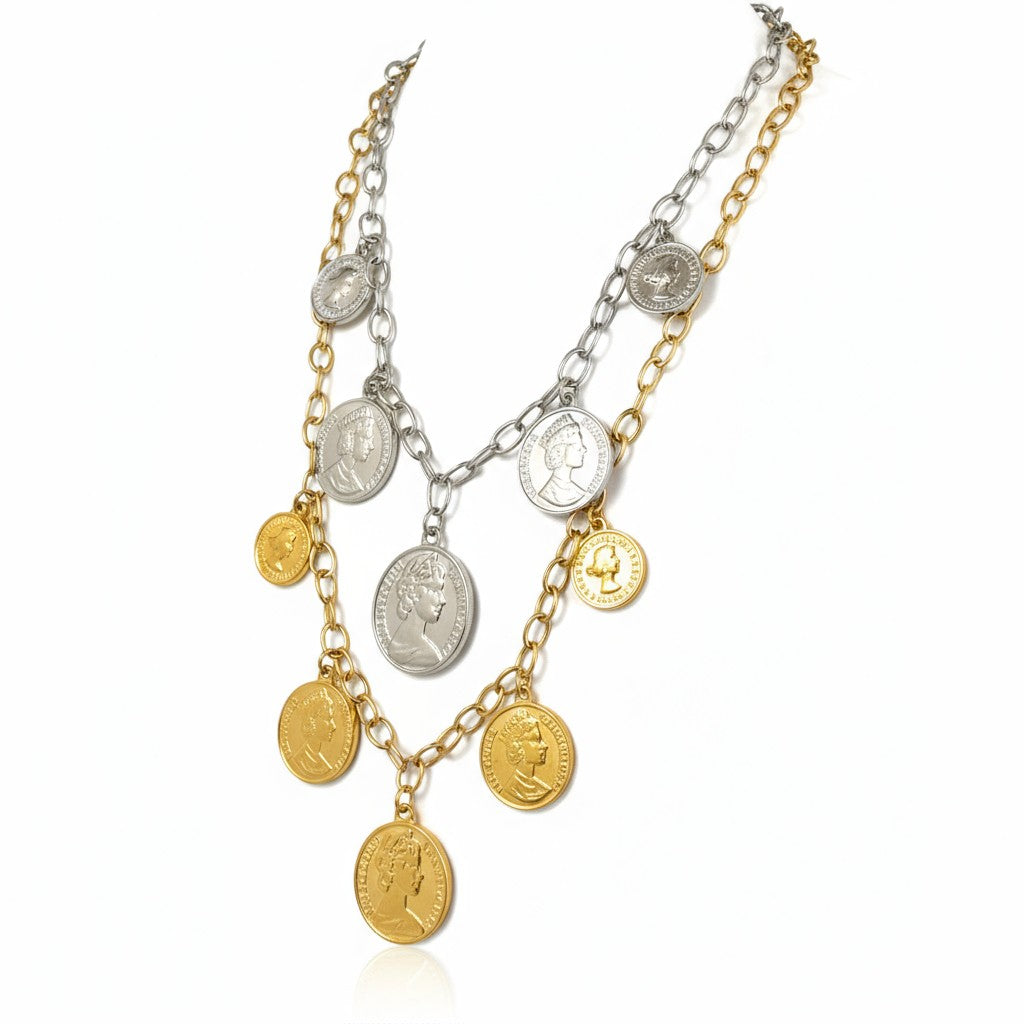 Κολιέ Royal Coins – Ατσάλινο με Νομίσματα - So Cute by Dimi