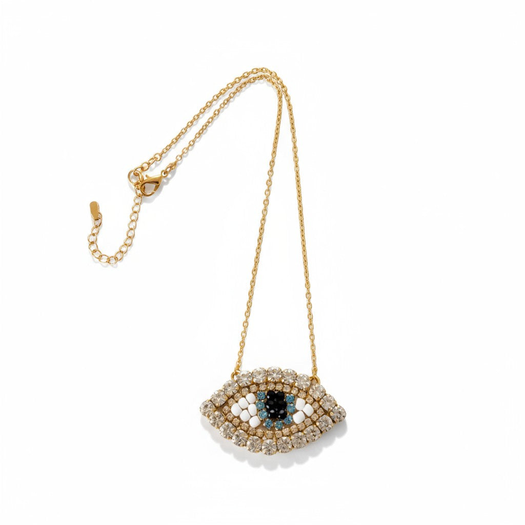 Κολιέ Shiny Eye με στρας & χάντρες – So Cute by Dimi