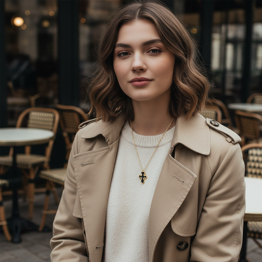 Black Cross Necklace – Κολιέ Σταυρός με Μαύρο Σμάλτο | So Cute by Dimi