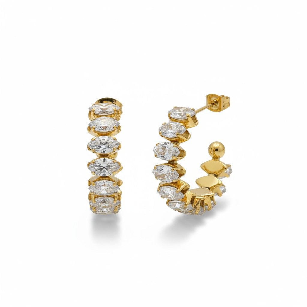 Ατσάλινα hoops Luna Glow με ζιργκόν σε χρυσό και ασημί – So Cute by Dimi