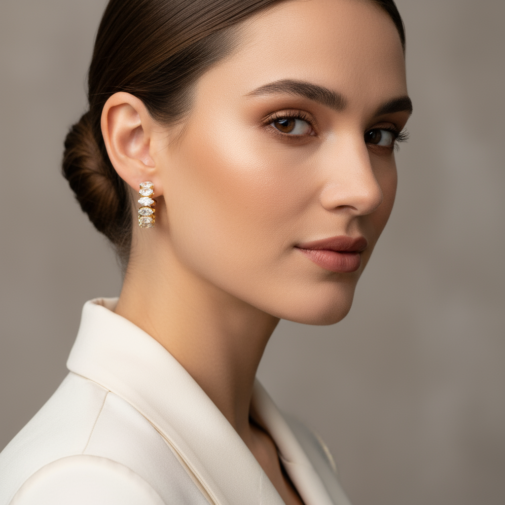 Ατσάλινα hoops Luna Glow με ζιργκόν σε χρυσό και ασημί – So Cute by Dimi