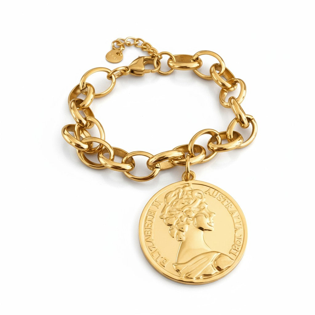 Βραχιόλι “Royal Medallion” – Ατσάλινο με μεγάλο νόμισμα | So Cute by Dimi