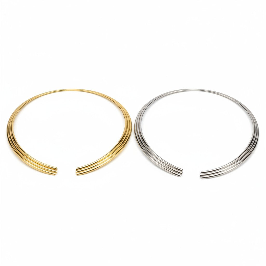 Triple Line Steel Collar – Ατσάλινο Τριπλό Κολάρο σε Χρυσό & Ασημί | So Cute by Dimi