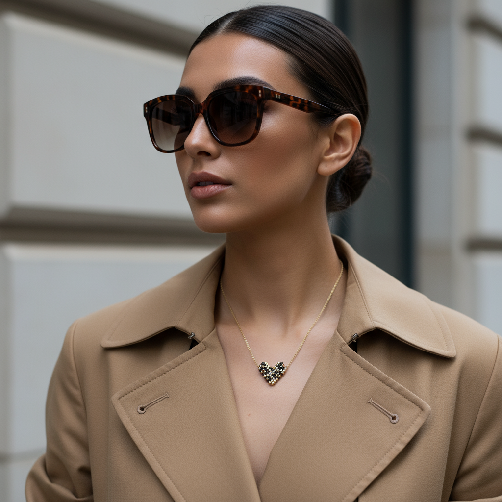 Wild Heart – Ατσάλινο κολιέ με καρδιά Miyuki σε animal print So Cute by Dimi.