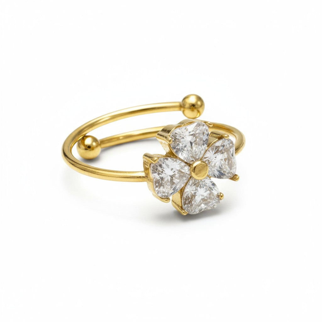 Ατσάλινο δαχτυλίδι Flora Glow με ζιργκόν λουλούδι – So Cute by Dimi
