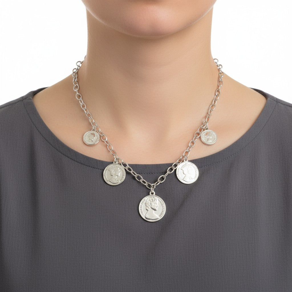 Κολιέ Royal Coins – Ατσάλινο με Νομίσματα - So Cute by Dimi