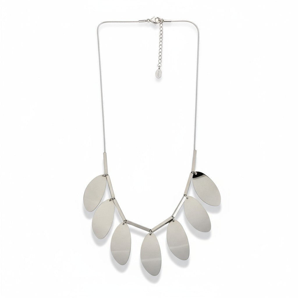 Ατσάλινο κολιέ με οβάλ μεταλλικά στοιχεία – So Cute by Dimi