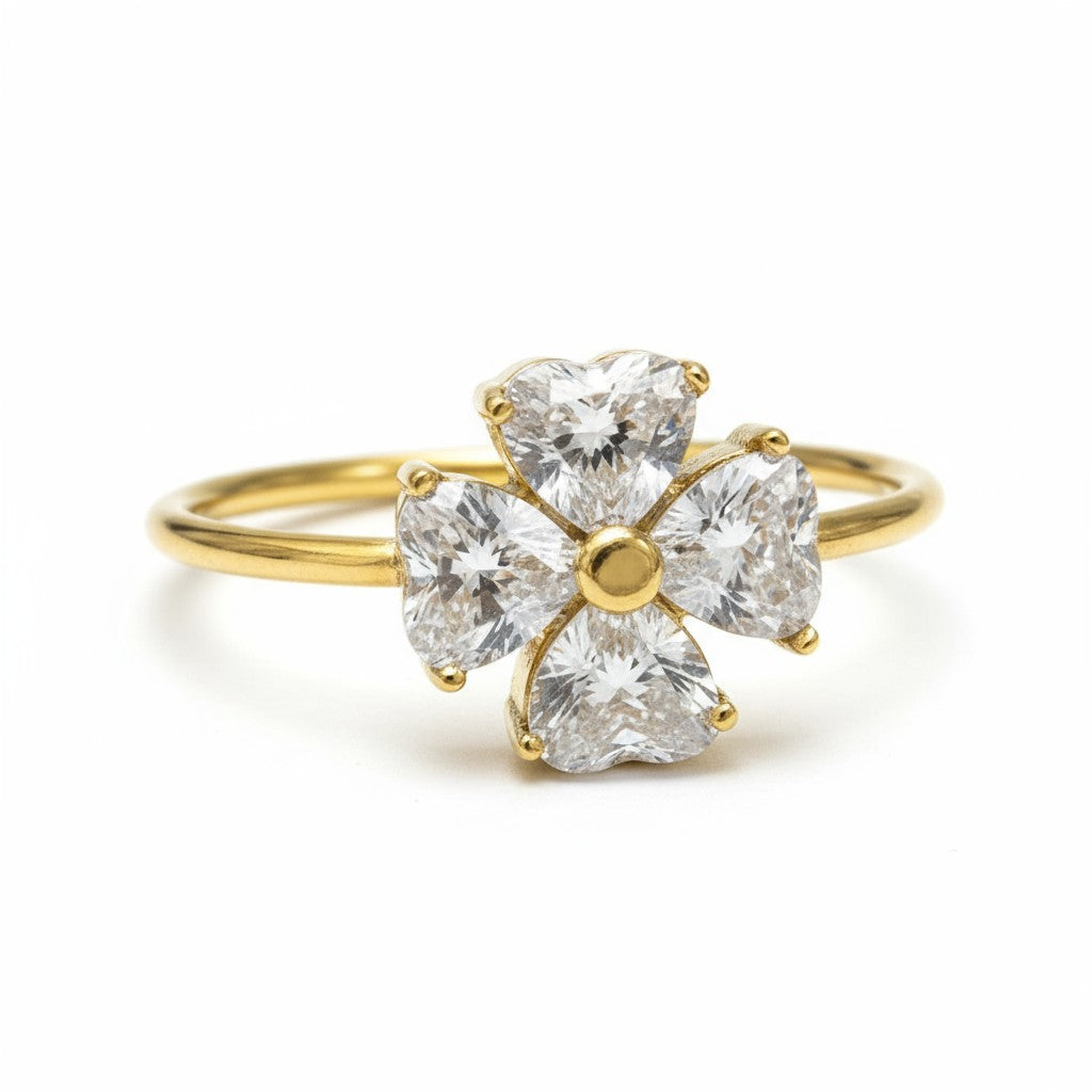 Ατσάλινο δαχτυλίδι Flora Glow με ζιργκόν λουλούδι – So Cute by Dimi