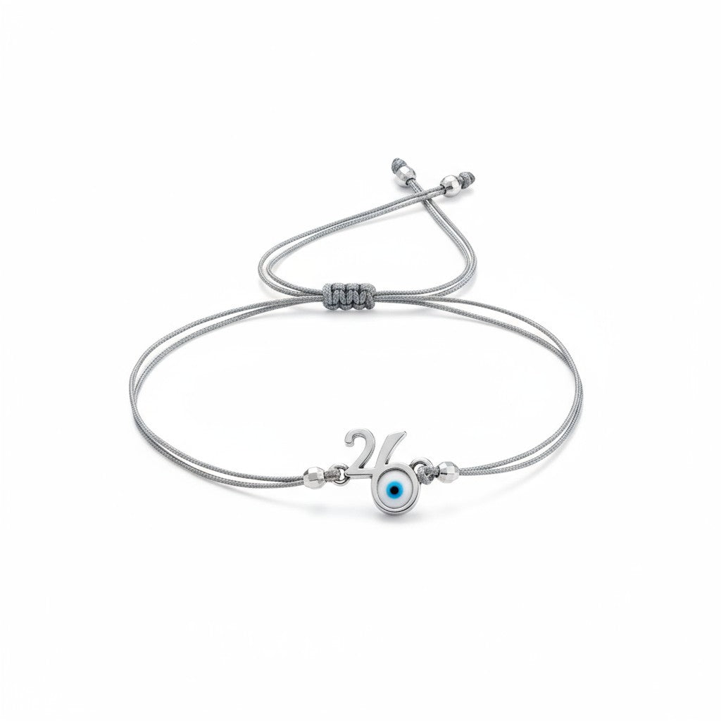 Ανδρικό βραχιόλι-γούρι 2026 με μάτι και κορδόνι σε τέσσερα χρώματα. So Cute by Dimi