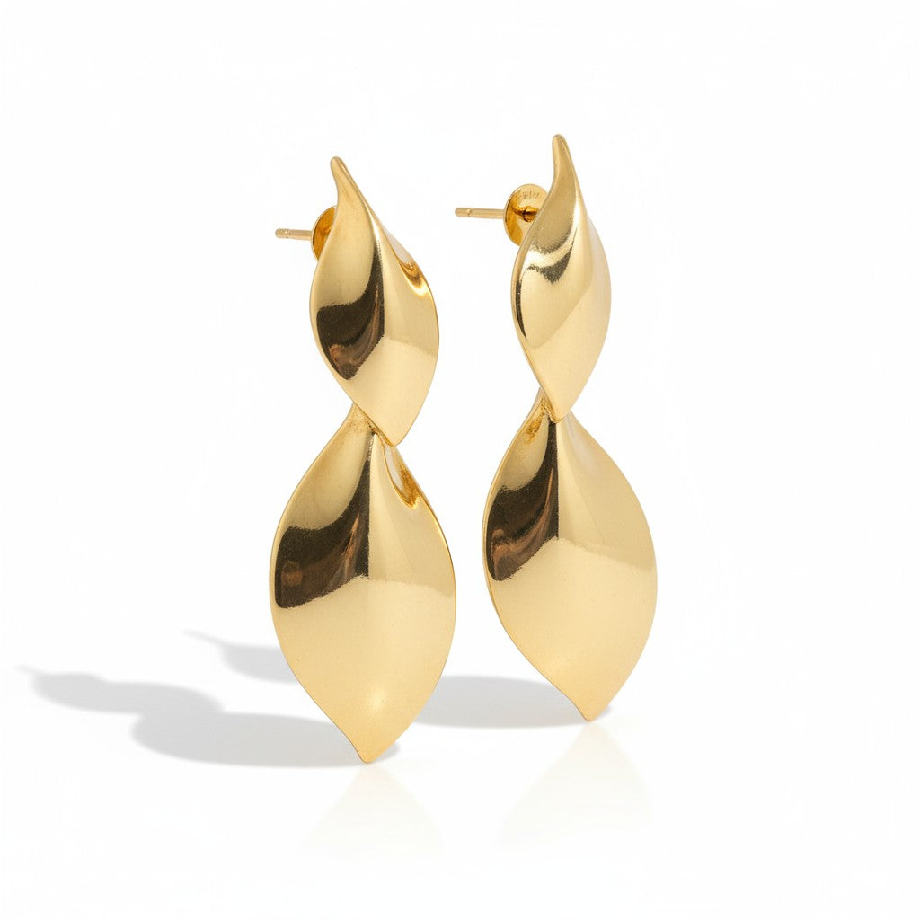 Ατσάλινα σκουλαρίκια 8 εκ. σε χρυσό φινίρισμα So Cute by Dimi