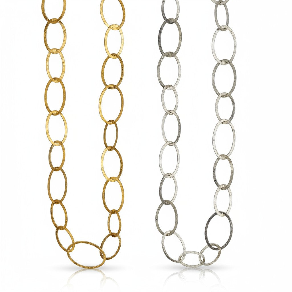 Ατσάλινο κολιέ με σφυρήλατους κρίκους σε χρυσό και ασημί – So Cute by Dimi