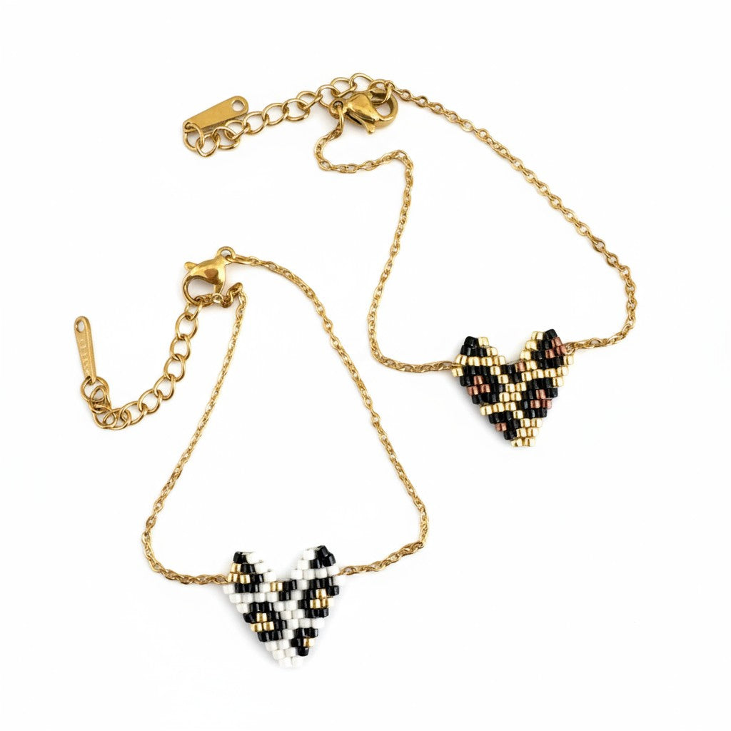 Βραχιόλι “Wild Heart” – Miyuki Καρδιά Animal Print σε δύο χρώματα | So Cute by Dimi