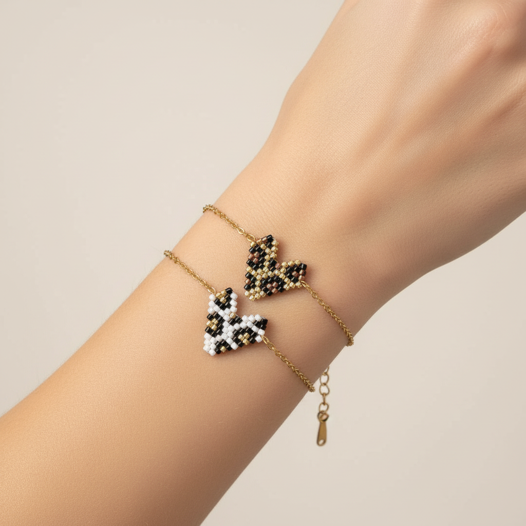 Βραχιόλι “Wild Heart” – Miyuki Καρδιά Animal Print | Ατσάλι - So Cute by Dimi