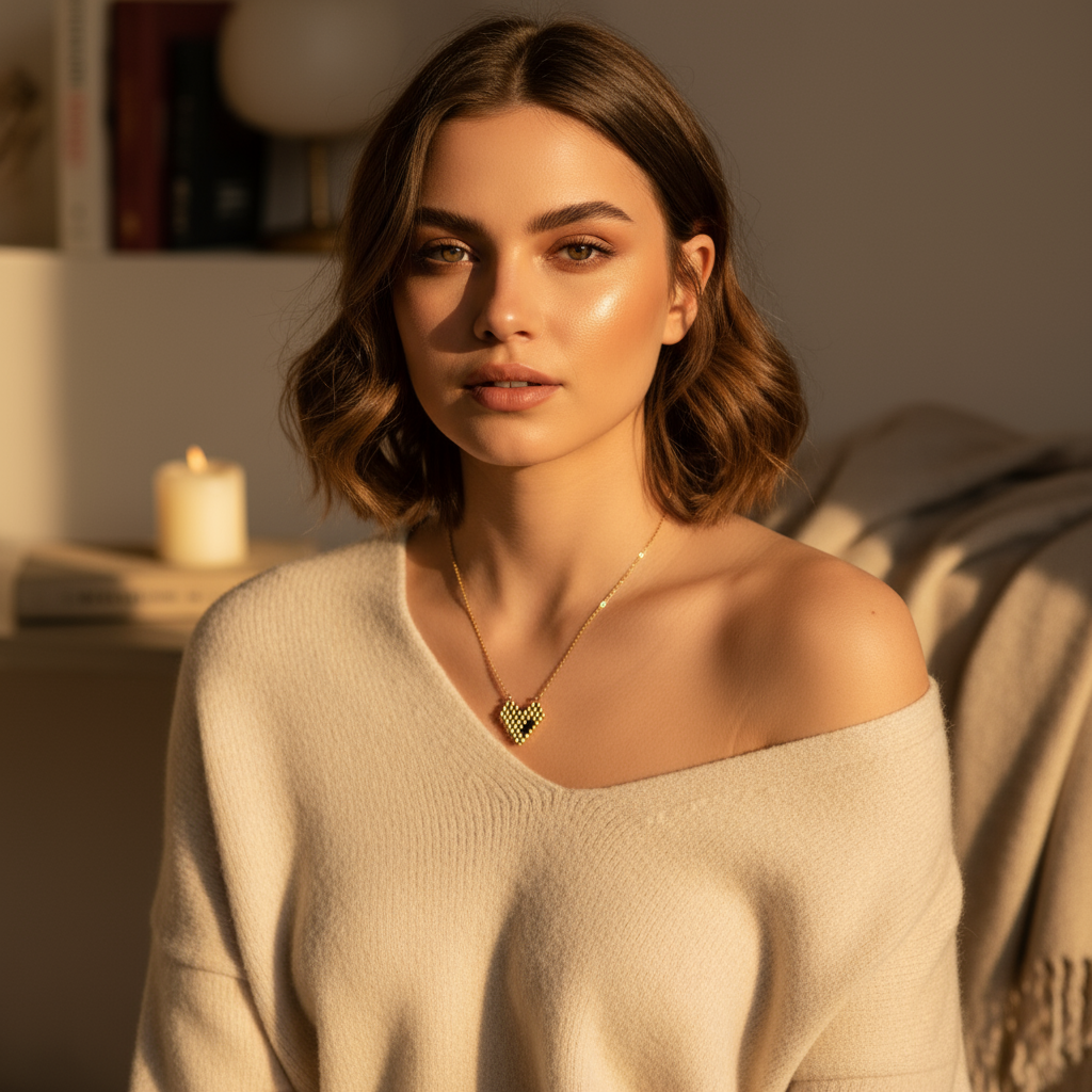 Ατσάλινο κολιέ με καρδιά Miyuki και 3 χρυσές χάντρες. Διαθέσιμο σε 3 χρώματα στο So Cute by Dimi.