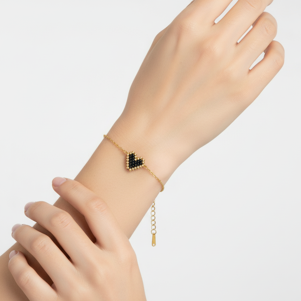 Βραχιόλι “Heartbit” – Miyuki Καρδιά & Ατσάλινη Αλυσίδα - So Cute by Dimi