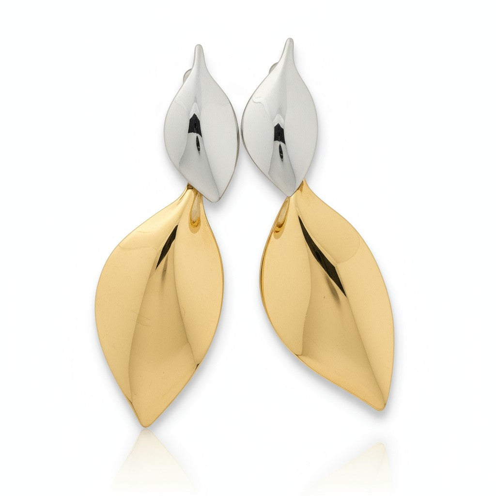 Ατσάλινα σκουλαρίκια 8 εκ. σε δίχρωμο φινίρισμα So Cute by Dimi