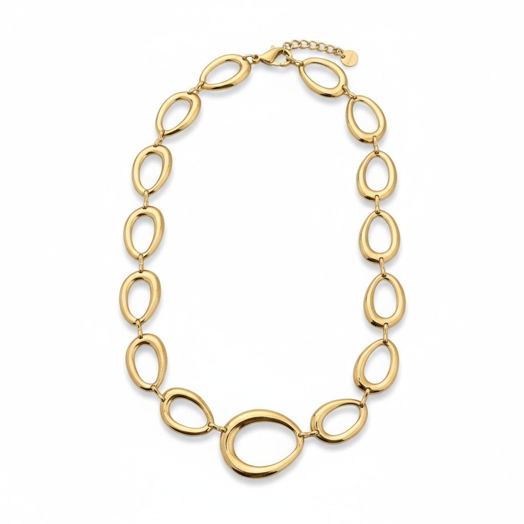 Ατσάλινο κολιέ Oval Link σε χρυσό φινίρισμα So Cute by Dimi