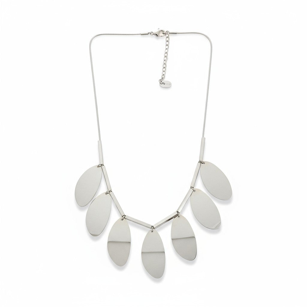 Ατσάλινο κολιέ με οβάλ μεταλλικά στοιχεία – So Cute by Dimi