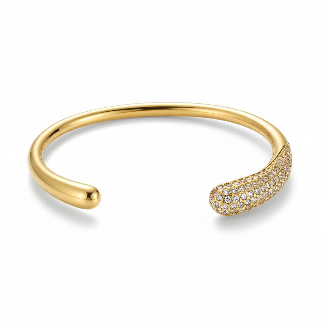 Βραχιόλι “Glow Curve” – Ατσάλινο με ζιργκόν σε χρυσό ή ασημί | So Cute by Dimi